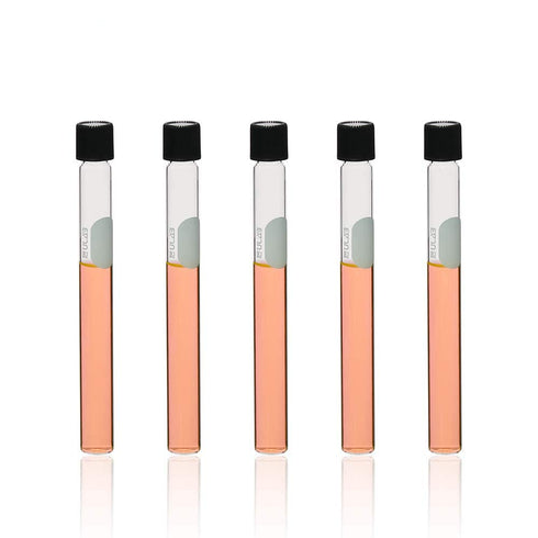 ULAB 30ml Test Tubes with Black Screw Caps, Dia.20x150mm, Marking Area, Pack of 12, Borosilicate Glass, UTT1014