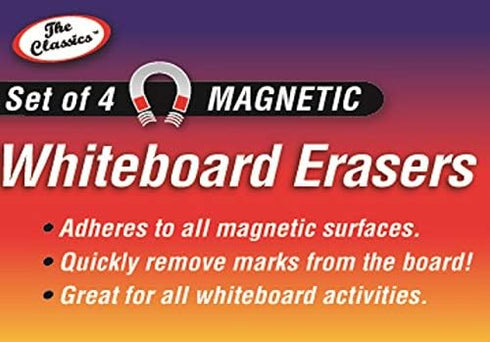 The Classics Magnetic Race Car Whiteboard Erasers, Multi-Colored Dry Erasers, Pack of 4 - TPG-358