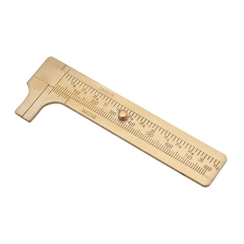 Brass Vernier Pocket Caliper Gauge, Handy Sliding Ruler Measuring Tool Double Scales mm/inch Mini Bead Wire Jewelry