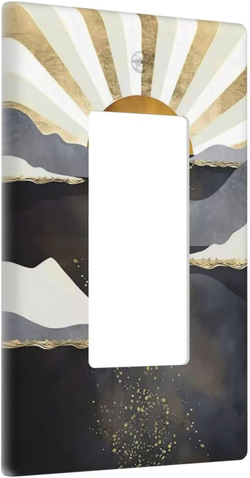 Mid Century Abstract Boho Sun Decorative Single Rocker Light Switch Plates 1 Gang Outlet Covers Wall Plate Electrical Switchplate Faceplate for Bathroom Home Aesthetic Decor Accessories by Lhdlnn