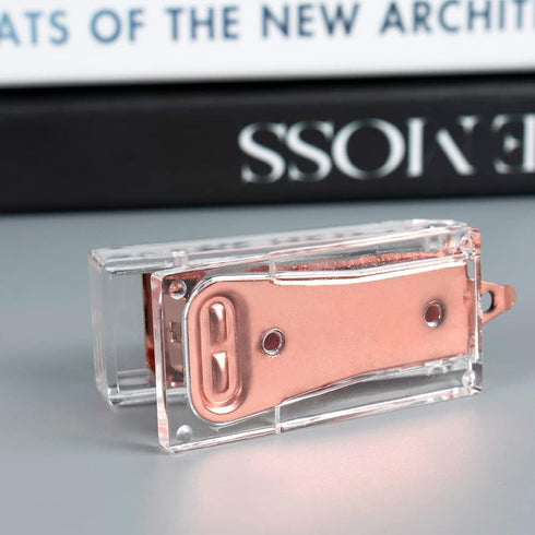 Rose Gold Mini Stapler with Clear Acrylic Body, 18 Sheets Capacity, Cute Stapler for Office, School