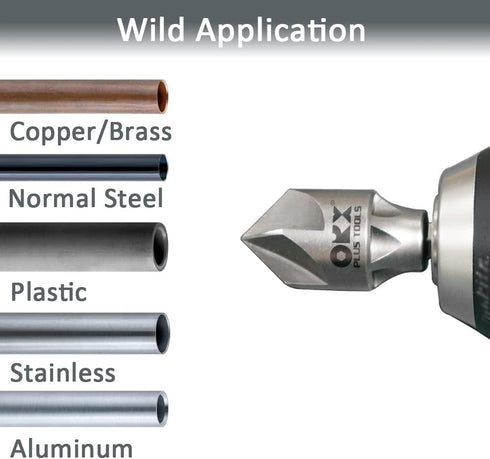 ORXPLUS Tools 5 Flute Metal Deburring Chamfer Drill Bit for Cleaning Pipe/Tube Burr, 87 Degree Quick Release Shank