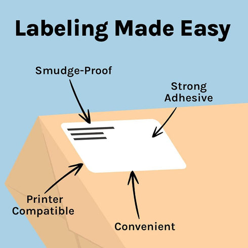 Premium Label Supply White Sticker Address Labels – 2" x 4" – 25 Sheets (10 per Sheet) – 250 Total Adhesive Labels