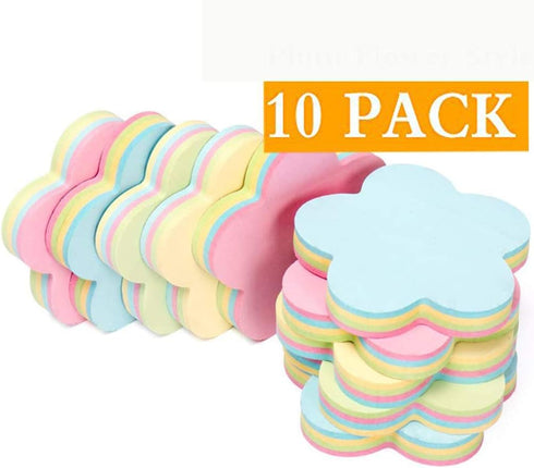 Sticky Notes Self-Sticky Notes,100 Sheets/Pad, 10Pads/Pack in Box,Easy to Post for School, Business, Family,Great Office Supplies (Flower Shape) by ZCHING