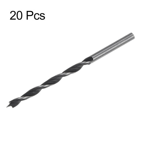 20pcs Brad Point Drill Bits, 3.5mm Dia Straight Round Shank for Softwood Hardwood Plywood Plastic Rubber, Black