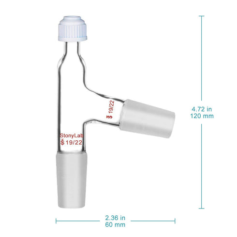 StonyLab 3 Way Distilling Thermometer Adapter with 19/22 Joints and Screw Cap