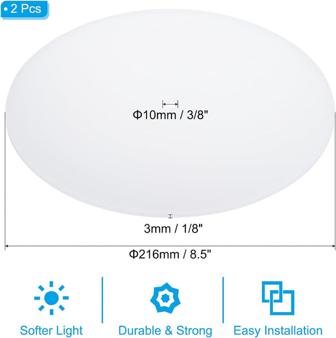 2Pcs 8.5" 3/8" 9-11" PATIKIL Lampshade Diffuser, Diameter with Center Hole Round Diffuser for Drum Lampshades Pendants