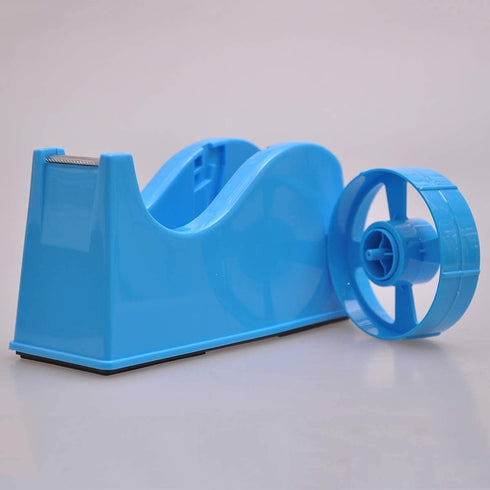 Desktop Tape Dispenser Adhesive Roll Holder with Weighted Nonskid Base - Fits 1" & 3" Core, Blue