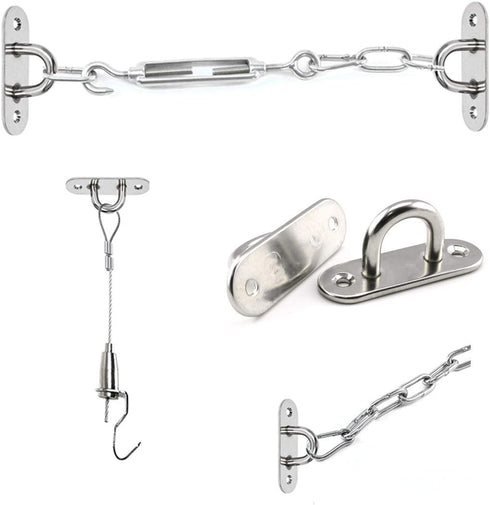 2-Pack M5 Strip Type Eye Plate with Enclosed Hook, 304 Stainless Steel Heavy Duty Ceiling & Wall Mount Hardware