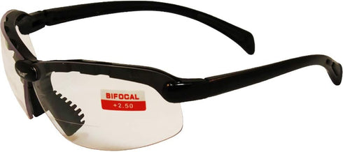 C-2 2 Z87.1+ 2.5 Global Vision Bifocal Safety Glasses Pair Black Frames Clear Lens