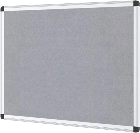 VIZ-PRO Notice Board Felt Gray - 36 X 24 Inches, Silver Aluminium Frame