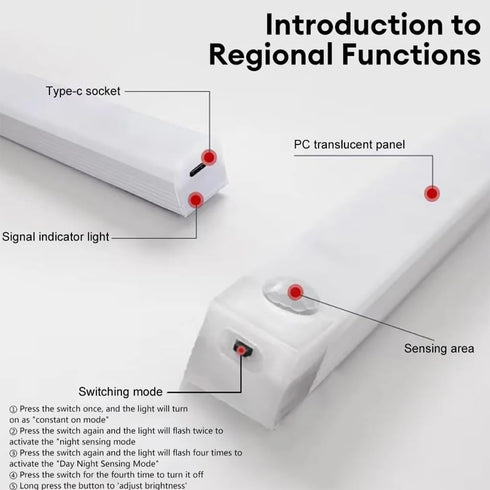 ALIVIM 2Pcs Closet white,200mm LED Under Cabinet Night Light USB Rechargeable Motion Sensor Kitchen Bedroom Lighting
