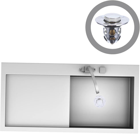 Veemoon Stylish Basin Drain Strainer - Spring Core Vanity Stool with Flip Board for Pool Use
