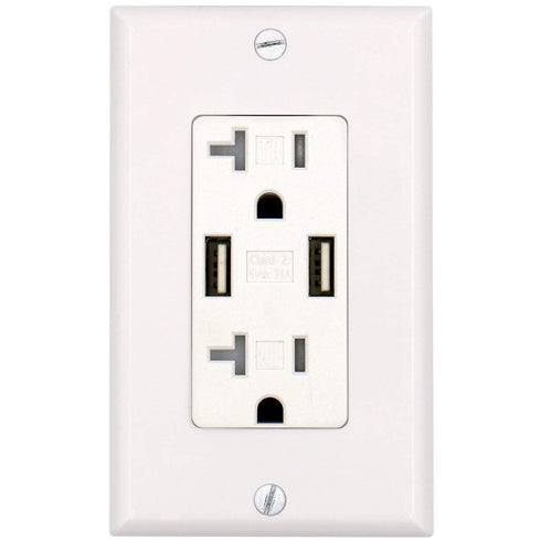 BAOMAIN 3.1Amp Dual USB Receptacle Outlet, 20 Amp Duplex Tamper Resistant Receptacle Plug, Wall Plate Included, UL&CUL