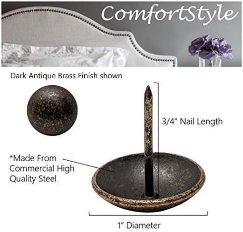 Premium Upholstery Tacks, 1-inch Diameter Nailhead Pins, Large Decorative Trim for Furniture (50, Dark Natural)