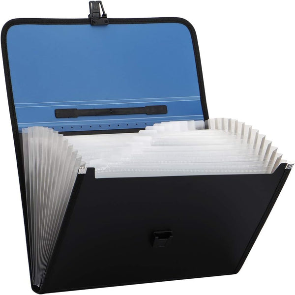Expanding File Folder with Handle, 2019 New 13-Pocket Plastic Accordion Organizer, A4 Size Waterproof & Durable (Deep