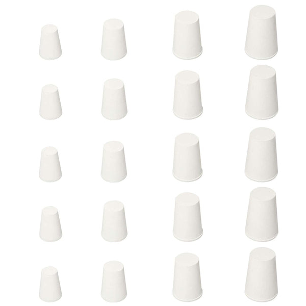20pcs Cone Type Solid White Rubber Plug, 4 Sizes Sealed Tube Plug for Testing Tubes and Laboratory Equipment