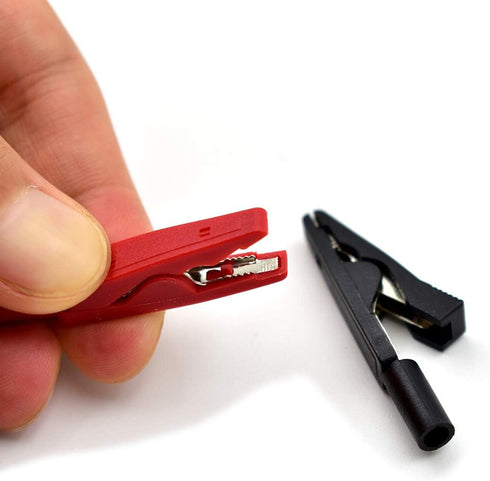 10Pcs Insulated Safety Multimeter Test Leads Red and Black with Mini Alligator Clips for 2mm Banana Plug Connector