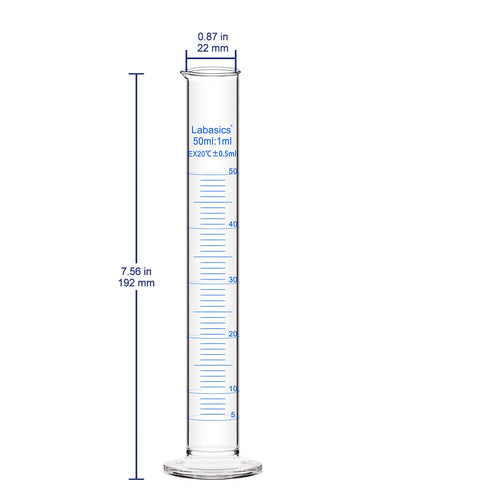 2-Pack 50 ml Borosilicate Glass Graduated Cylinder Measuring Cylinder