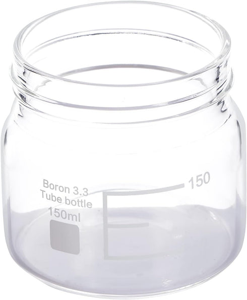 Moonetto 4 Pack 150 mL Wide Mouth Graduated Round Borosilicate Lab Glass Bottle with GL70 Blue Cap