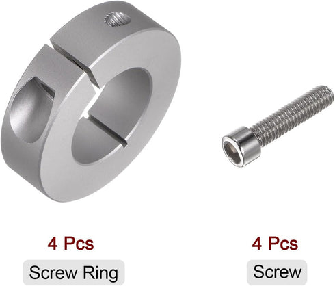 4pcs Shaft Collar Set | 30mm Bore Aluminum Alloy | 55mm OD | Split Clamp-On Collars for Industry