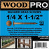 ST14X112B 1/4-Inch by 1-1/2-Inch Round Washer Head Exterior Wood Screws, 250-Pack in Gold