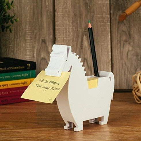 Horse Memo Dispenser and Pen Holder - Note Pad Clip Gifts for Co-Workers, 2 Packs Memo (Horse, White)