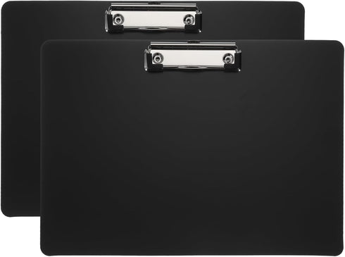 PATIKIL 12.4 x 8.86 Inch Clipboard Landscape, 2 Pack A4 Plastic Office Clipboards for Drawing and Sketching, Black