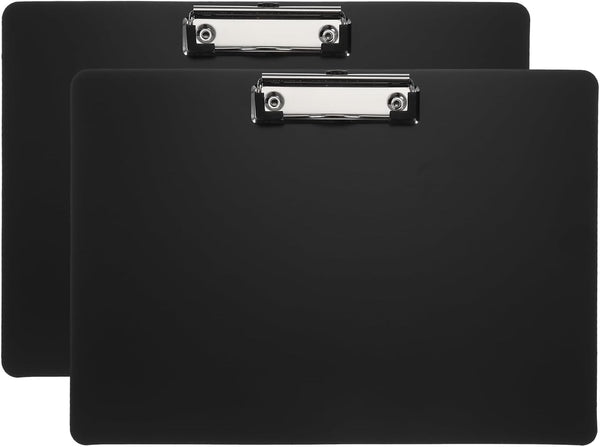 PATIKIL 12.4 x 8.86 Inch Clipboard Landscape, 2 Pack A4 Plastic Office Clipboards for Drawing and Sketching, Black