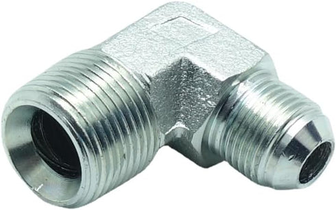 2 Pcs 1/2" Male JIC x 3/4" Male NPT Hydraulic Fitting, 37° Flare to 90° Elbow