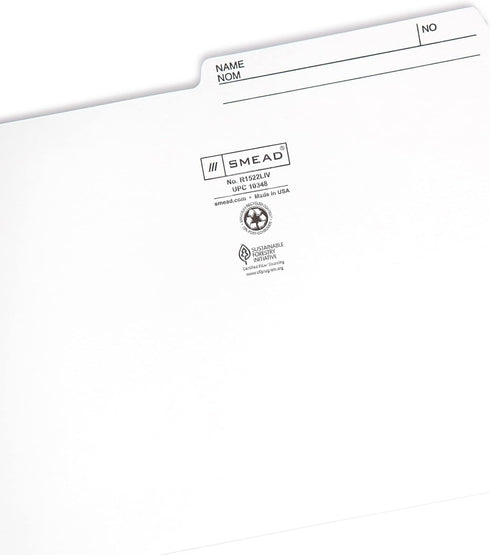Smead Reversible File Folder, Letter Size, 1/2-Cut Printed Tab, Ivory, 100 per Box (10348)