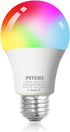 Peteme Smart WiFi Light Bulbs, Led RGB Color Changing Bulbs Compatible with