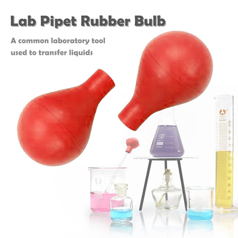 15ml Lab Pipet Rubber Bulb, Suction Ball Pipette Dropper for 5 to 20ml Pipettes, 2 Pcs (Red)