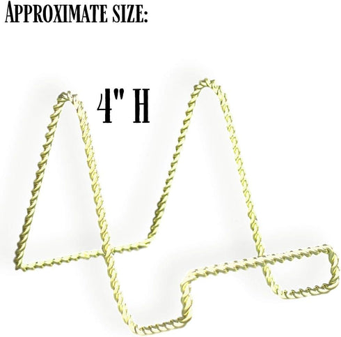 Wire Easel Display Stand 4" H - Twisted Brass Finish Metal, Pack of 3