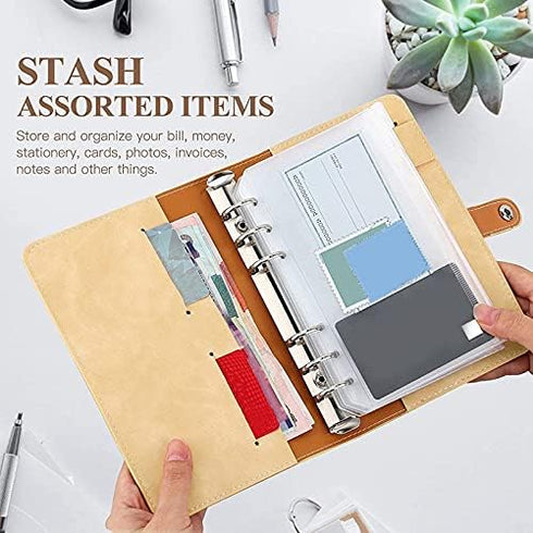 Planner Binders, PU Leather Notebook Cover with 6 Refillable Notebooks for A6 Filler Paper, Brown