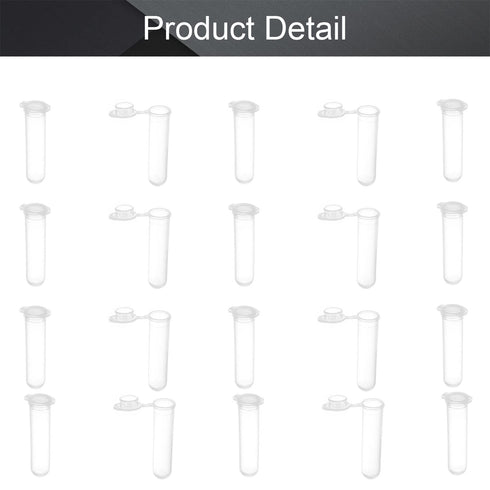 Othmro 7ml 200pcs Plastic Lab Centrifuge Tubes, 14 * 62mm Vial Test Tube Sample Storage Container