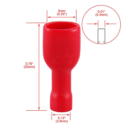 Baomain 0.187" Red Female Insulated Spade Wire Connector, Electrical Crimp Terminal 22-16 AWG (200PCS)