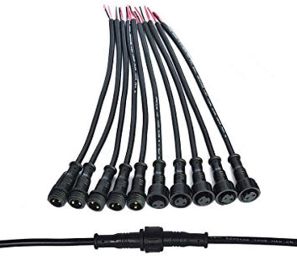 5Pairs 2pin Black Electrical Connector, LED Connector for LED Lights, 20cm Extension Cable, 0.3mm