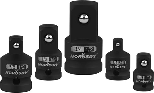 HORUSDY 5-Piece Impact Socket Adapter Set, 1/4, 3/8, 1/2" SAE Cr-V Steel Impact Adapter Set