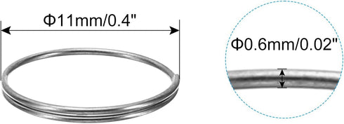 13mm/0.51" 1200Pcs 304 PATIKIL OD Mini Split Rings, Stainless Steel Round Edged Split Circular Ring Clips for Fastening