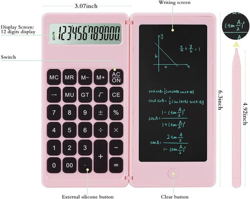 Desktop Small Calculator with Writing Notepad, Basic 4-Function Math Large Button Calculator for School Supplies