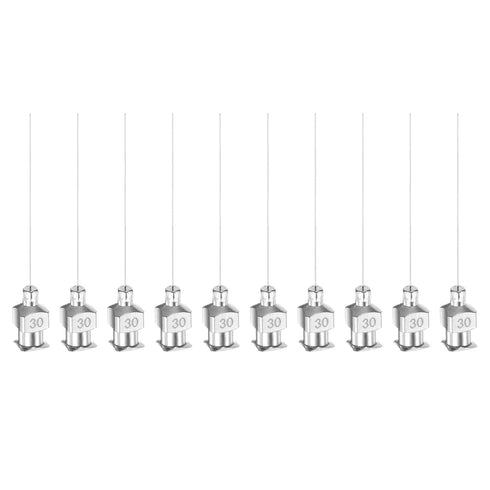 10pcs 30Gauge Stainless Steel Dispensing Needles, 1 1/2" Blunt Tips Luer Lock for Thick Liquids, Ink, Glue