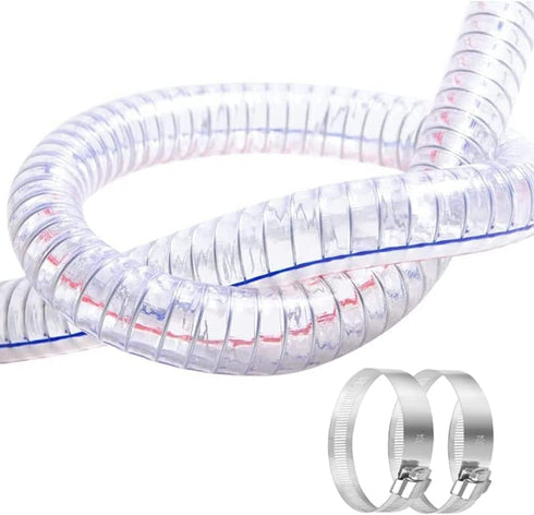 QuQuyi 1-1/2" ID x 1-3/4" OD, 3FT Steel Wire Hose PVC Vacuum Tubing with 2 Stainless Clamps