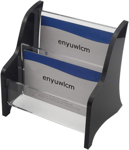 Enyuwlcm Acrylic 2 Tier Business Card Holder Display - Elegant Stand for Office Counter Black/Clear