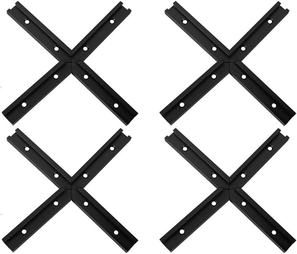 4 Set Black T-Track Intersection Kit for Woodworking, Universal Aluminum T Tracks Tool Accessories