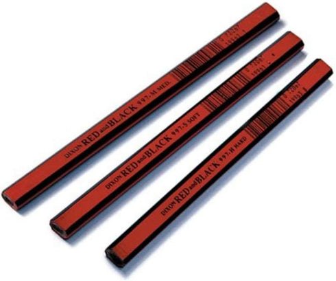 DIXON Industrial Carpenter Pencils, Soft Graphite Core, Red/Black, 7", 12-Pack