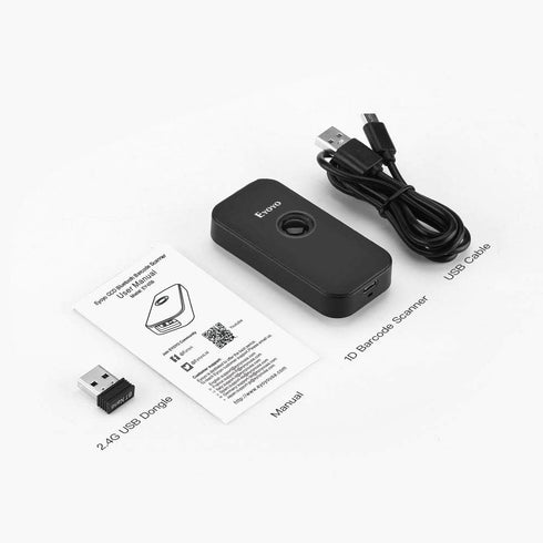 Eyoyo Mini 1D Bluetooth Barcode Scanner - 3-in-1 Bluetooth & USB Wired & 2.4G Wireless Barcode Reader for Windows,