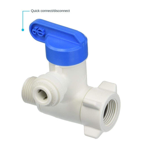 John Guest 3/8 x 3/8 x 1/4 Inch Angle Stop Adapter Valve, Push to Connect Plastic Plumbing Fitting