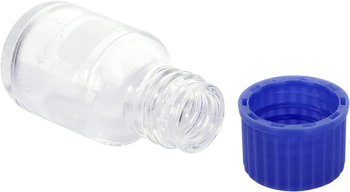Moonetto 10 Pieces 25ml Graduated Round Glass Bottles, Solvent Jars with GL25 Blue Polypropylene Cap