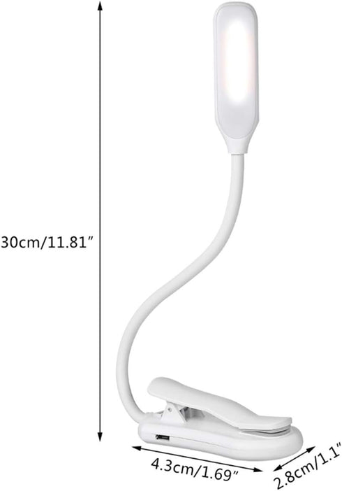 QEBIDUM 5 3 Clip On Book Reading Light for Bed, Clamp On Book Light with LED Eye Care, Color Changeable, Battery